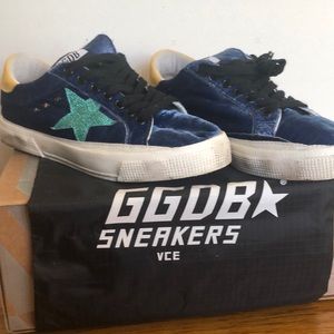 Golden Goose May Blue velvet Star Sneakers
